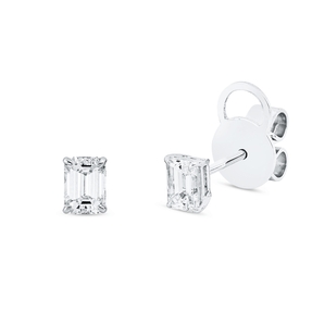 Solitaire Ohrstecker aus 750 Weißgold 2 Diamanten Smaragd-Schliff 0,63ct TW-VSI