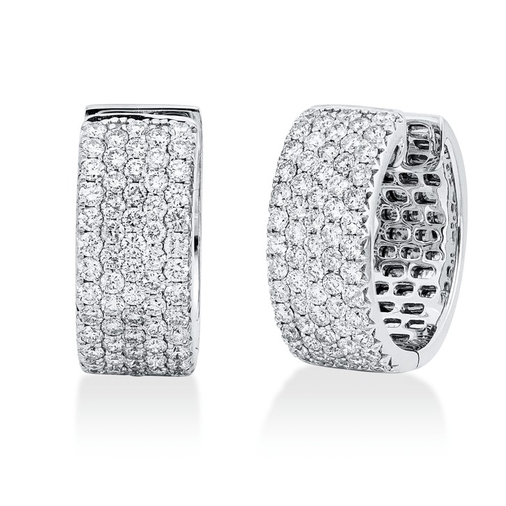 Pavé Creolen aus 585 Weißgold 126 Brillanten 2.59ct