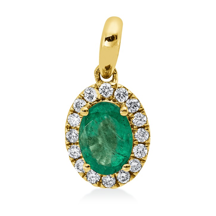Anhänger aus 750 Gelbgold Smaragd 16 Brillanten 0.16ct