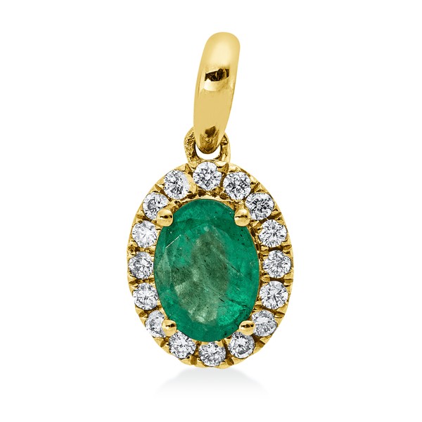 Anhänger aus 750 Gelbgold Smaragd 16 Brillanten 0.16ct