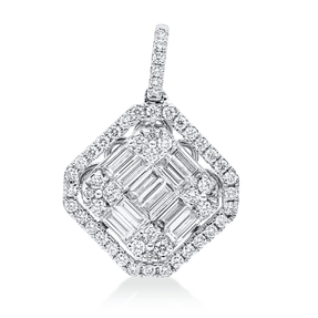 Anhänger aus 750 Gold Weißgold 64 Diamanten 0,98ct TW-VSI 22,6x15,6mm mit Öse