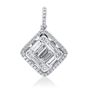 Anhänger aus 750 Gold Weißgold 53 Diamanten 1,03ct TW-VSI 21,5x15mm mit Öse