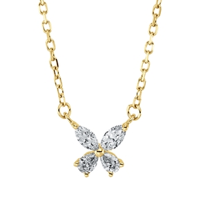 Collier aus 750 Gold Gelbgold 4 Diamanten 0,16ct TW-VSI L:45,7cm