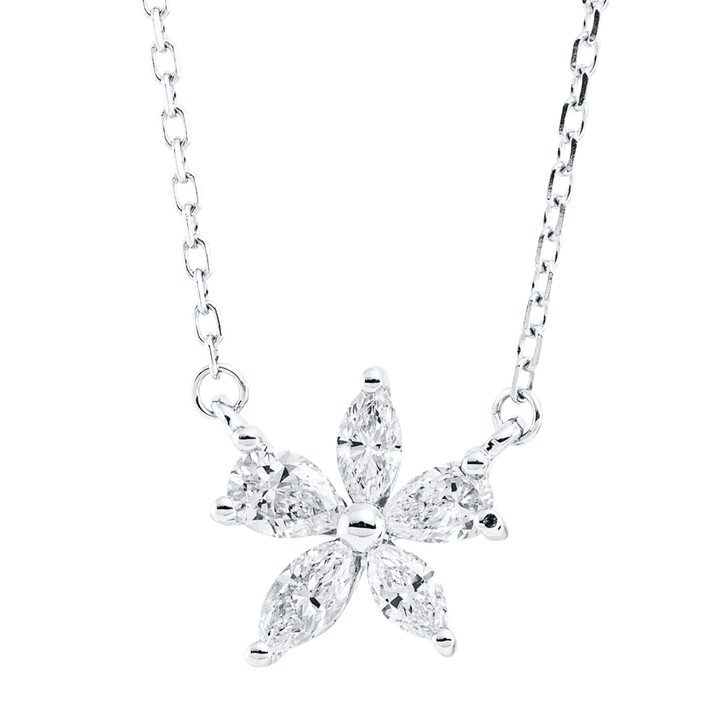 Collier aus 750 Weißgold 5 Diamanten 0.35ct