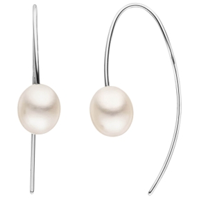Ohrringe Durchzieher Ohrhaken aus 925 Silber mit 2 Süßwasser Perlen Ohrhänger