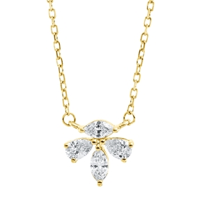 Collier aus 750 Gold Gelbgold 4 Diamanten 0,28ct TW-VSI L:45,7cm