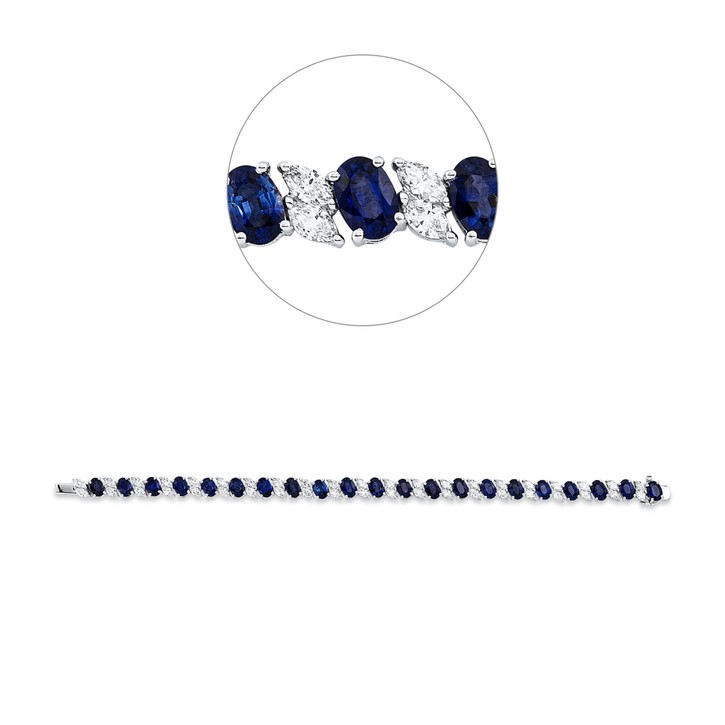 Armband aus 750 Weißgold 21 Saphire 42 Diamanten 3.53ct