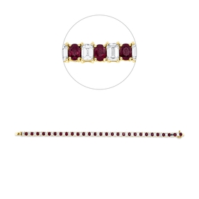 Armband 750 Rotgold 28 Rubine 6,16ct rot 28 Diamanten Smaragd-Schliff 6,85ct TW-SI Armband 750 Rotgold 28 Rubine 6,16ct rot 28 Diamanten Smaragd-Schliff 6,85ct TW-SI