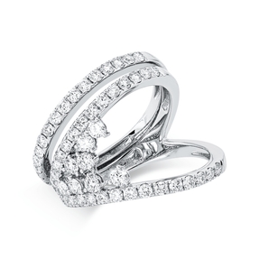 Ring aus 750 Gold Weißgold 63 Brillanten 1,56ct TW-VSI H:18,9mm Ring aus 750 Gold Weißgold 63 Brillanten 1,56ct TW-VSI H:18,9mm