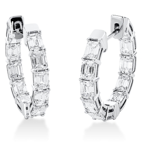 Creolen aus 750 Weißgold 22 Diamanten Smaragd-Schliff 5,14ct F-VSI 22,7x3,5mm