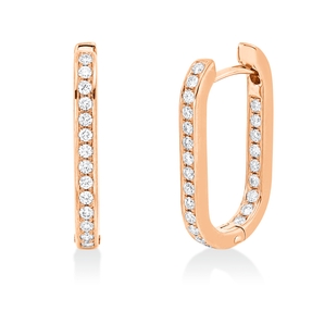 Creolen aus 750 Gold Rotgold 46 Brillanten 0,47ct TW-VSI 20,9x2,4mm Creolen aus 750 Gold Rotgold 46 Brillanten 0,47ct TW-VSI 20,9x2,4mm