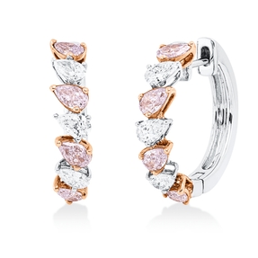 Creolen aus 750 Gold weiß/rot 14 Diamanten 1,89ct 20,3x4,5mm