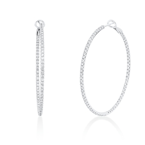 Creolen aus 750 Gold Weißgold 142 Brillanten 2,58ct TW-VSI/SI 49x1,7mm