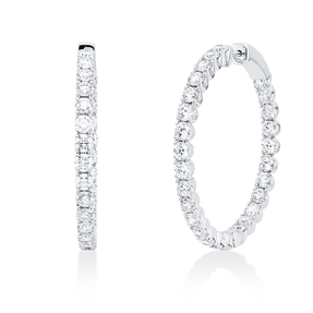 Creolen aus 750 Gold Weißgold 66 Brillanten 2,93ct TW-VSI 35,5x2,1mm