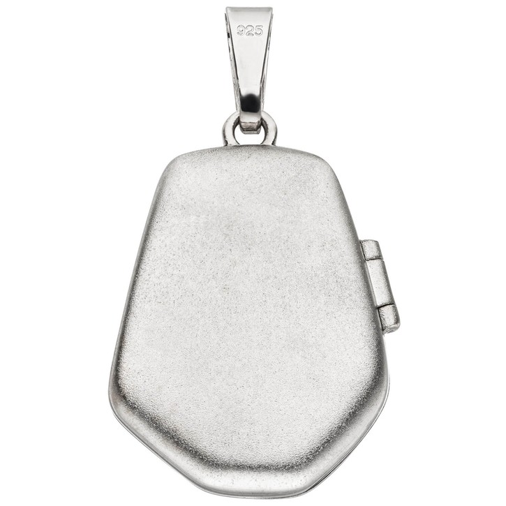 Medaillon Herz aus 925 Silber rhodiniert teilmatt