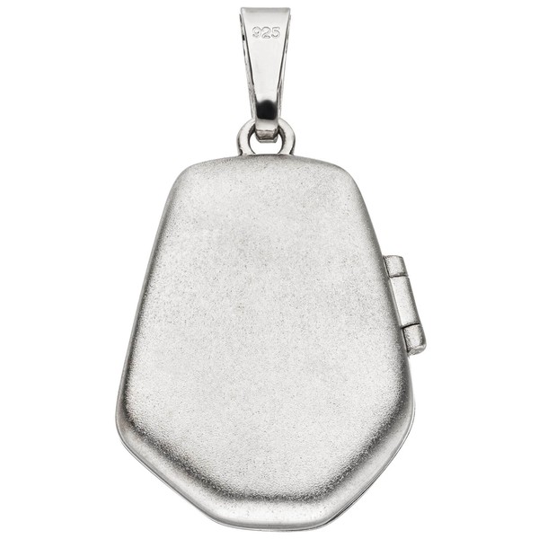 Medaillon Herz aus 925 Silber rhodiniert teilmatt