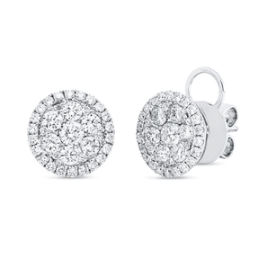 Ohrstecker aus 750 Gold Weißgold 70 Brillanten 1,34ct TW-SI 10,6x10,6mm