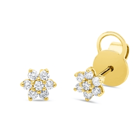 Ohrstecker aus 585 Gold Gelbgold 14 Brillanten 0,23ct TW-PI 4,8x5,5mm