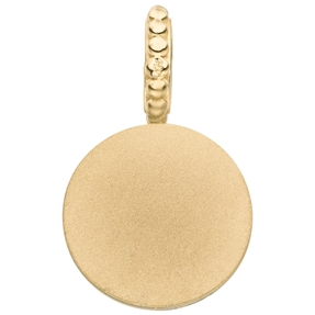 Anhänger rund aus 375 Gold Gelbgold mit Chalcedon rosa 21,7x13mm