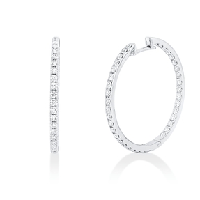 Creolen aus 750 Gold Weißgold 76 Brillanten 1,67ct TW-VSI 30,5x1,8mm