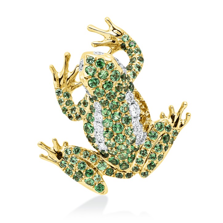 Anhänger aus 750 Gold gelb weiß 109 Tsavorithe