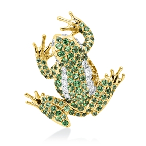 Anhänger aus 750 Gold gelb/weiß 109 Tsavorithe 1,08ct grün mit Brillanten