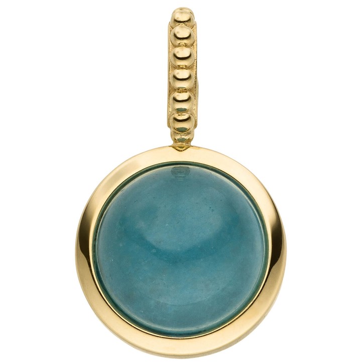 Anhänger aus 375 Gelbgold mit Chalcedon blau