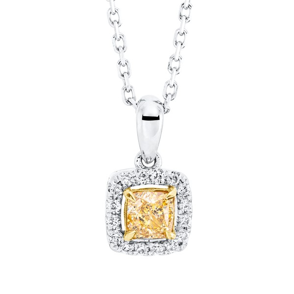Collier aus 750 Gold gelb weiß 17 Brillanten 0.38ct