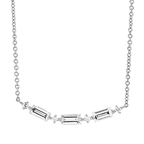 Collier aus 750 Gold Weißgold 7 Diamanten 0,5ct TW-SI L:45cm