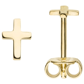 Ohrstecker Kreuze 6,5x4,5mm aus 375 Gold Gelbgold Ohrringe Ohrschmuck schlicht