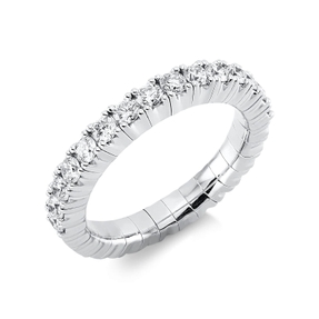 Flex-Ring aus 750 Weißgold rhodiniert 15 Brillanten 0,72ct TW-SI B:3,6mm