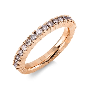 Flex-Ring aus 750 Gold Rotgold 17 Brillanten 0,48ct braun B:3mm 4er-Krappe