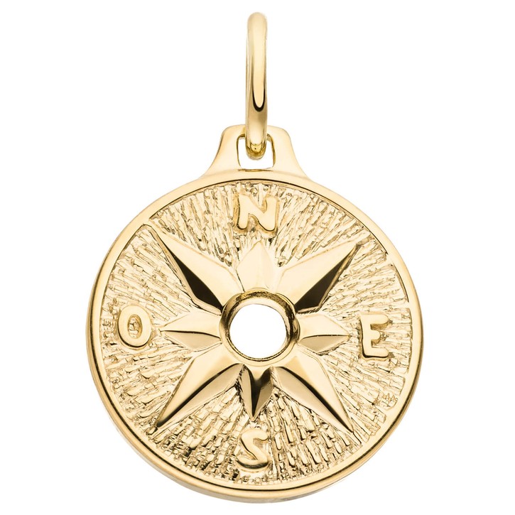 Anhänger Kompass Windrose aus 375 Gelbgold