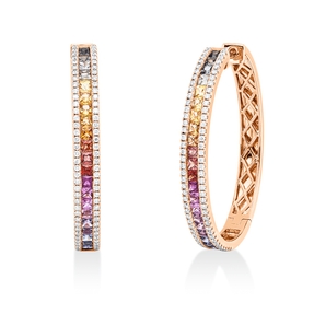 Creolen 750 Rotgold 44 Rubine 2,28ct rot 156 Brillanten 0,69ct TW-VSI/SI 34,5x4,3mm Creolen 750 Rotgold 44 Rubine 2,28ct rot 156 Brillanten 0,69ct TW-VSI/SI 34,5x4,3mm