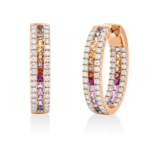 Creolen 750 Rotgold 50 Rubine 2,06ct rot 112 Brillanten 1,51ct TW-VSI/SI 24,5x5,1mm Creolen 750 Rotgold 50 Rubine 2,06ct rot 112 Brillanten 1,51ct TW-VSI/SI 24,5x5,1mm