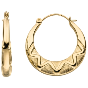 Ohrringe Creolen Ø 22mm aus 375 Gold Gelbgold mit Struktur Ohrschmuck