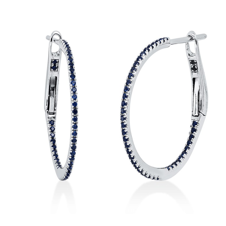 Creolen aus 750 Weißgold 86 Saphire