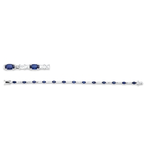 Armband aus 750 Weißgold 13 Saphire 3,56ct blau mit Diamanten L:17,8cm
