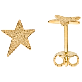 Ohrstecker Sterne mit Glitzereffekt 7,4x8,7mm aus 375 Gold Gelbgold Ohrringe