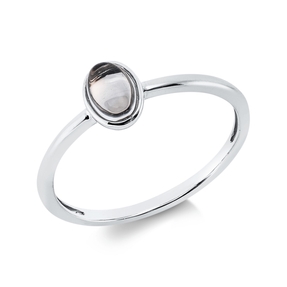 Ring Oval aus 750 Gold Weißgold Amethyst 0,42ct grün B:6,9mm Zarge