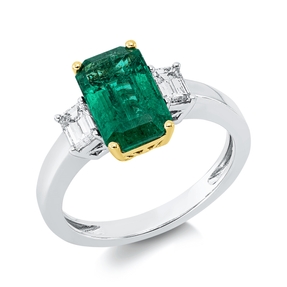 Ring 950 Gold gelb Smaragd 2,44ct grün 2 Diamanten Smaragd-Schliff 0,45ct TW-VSI Ring 950 Gold gelb Smaragd 2,44ct grün 2 Diamanten Smaragd-Schliff 0,45ct TW-VSI
