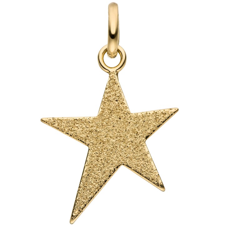 Anhänger Stern mit Glitzereffekt aus 375 Gelbgold