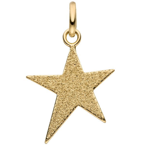 Anhänger Stern mit Glitzereffekt aus 375 Gelbgold