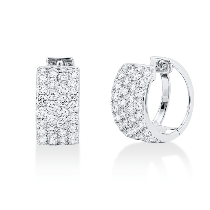 Pavé Creolen aus 750 Weißgold 74 Brillanten 1.76ct