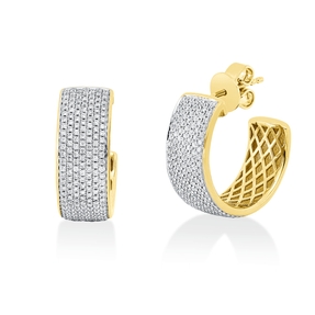 Pavé Ohrstecker aus 585 Gold gelb/weiß 356 Brillanten 0,76ct TW-SI 19,8x20mm Pavé Ohrstecker aus 585 Gold gelb/weiß 356 Brillanten 0,76ct TW-SI 19,8x20mm