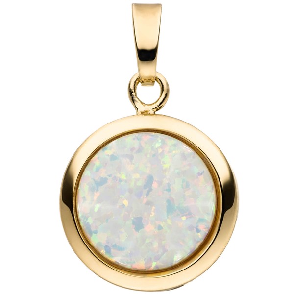 Anhänger 13mm aus 375 Gelbgold mit Opal