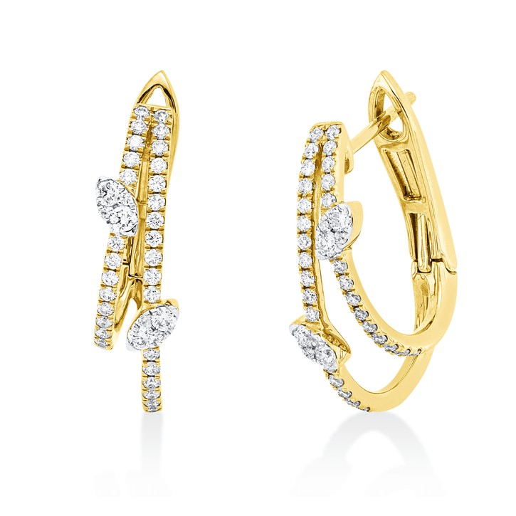 Creolen aus 750 Gold gelb weiß 80 Brillanten 0.47ct