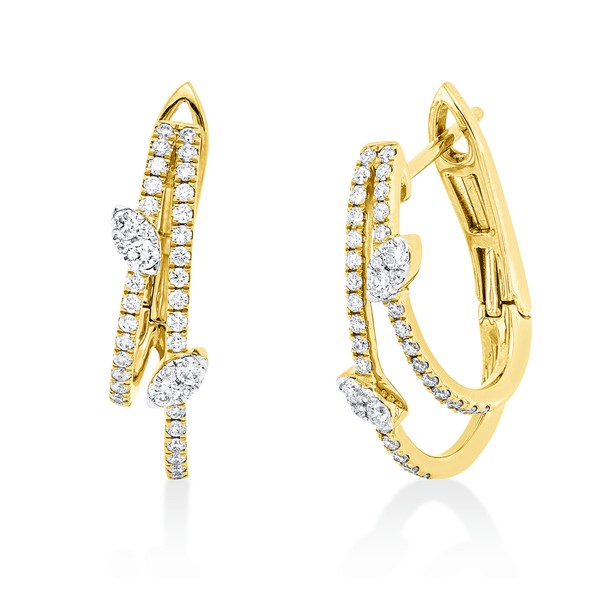 Creolen aus 750 Gold gelb weiß 80 Brillanten 0.47ct