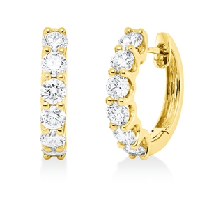 Creolen aus 750 Gold Gelbgold 12 Brillanten 1,2ct TW-SI 15,9x3mm