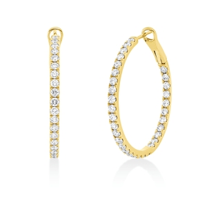 Creolen aus 750 Gold Gelbgold 64 Brillanten 1,67ct TW-SI 28,5x2,2mm